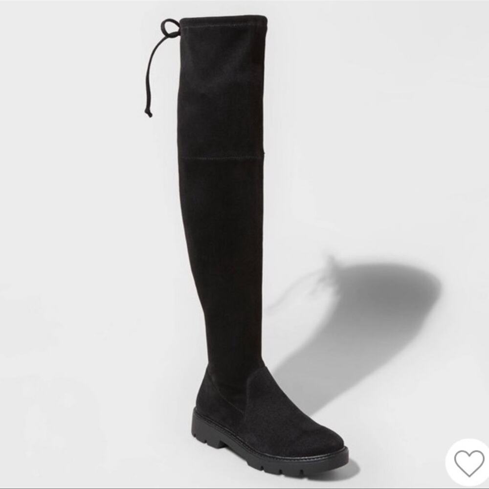 Over The Knee Boots Size 5.5 Womens Black Grunge Y2k Goth tie fall whimsigoth
